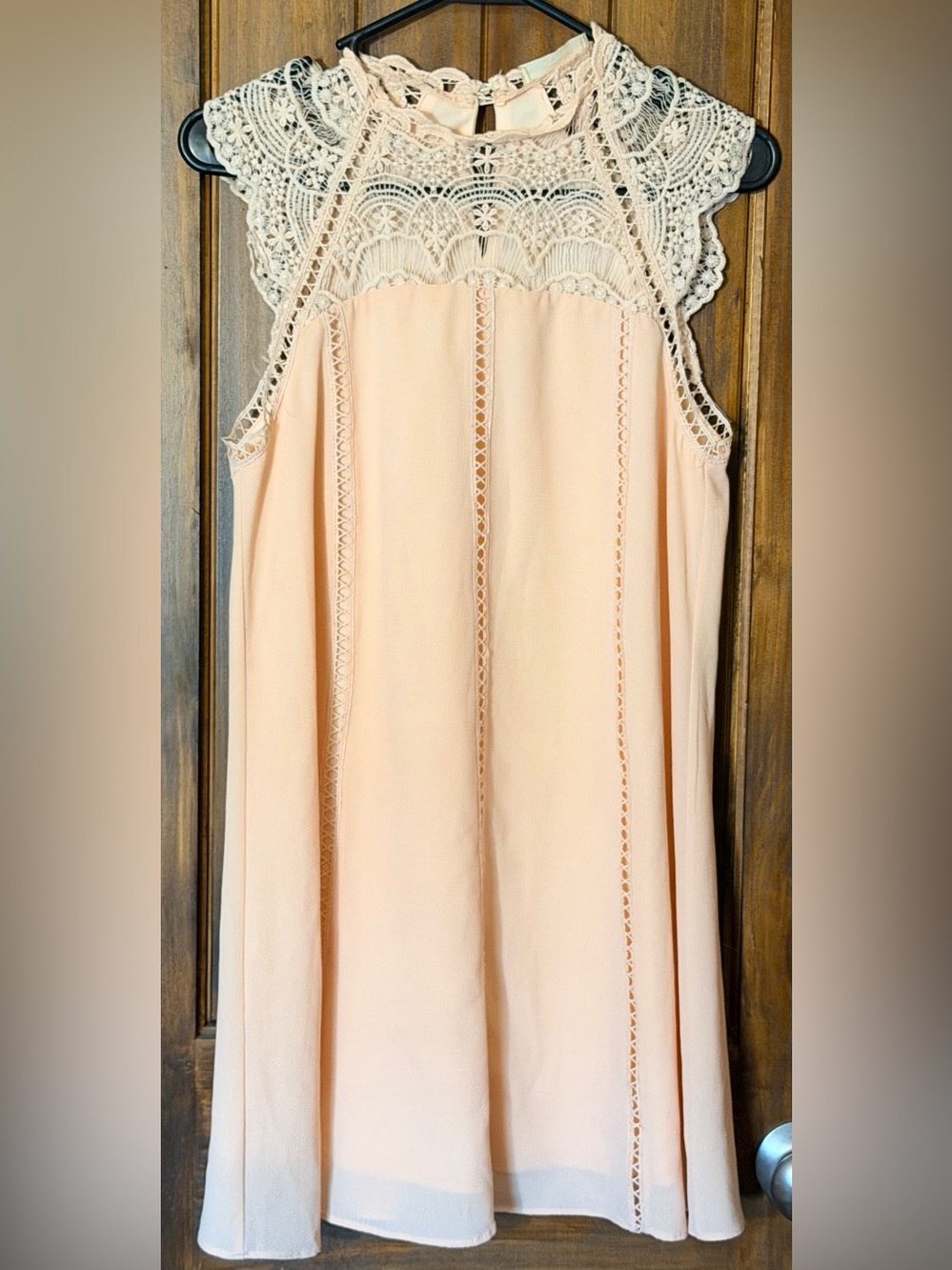 Altar'd State Peach Crochet Detail Top